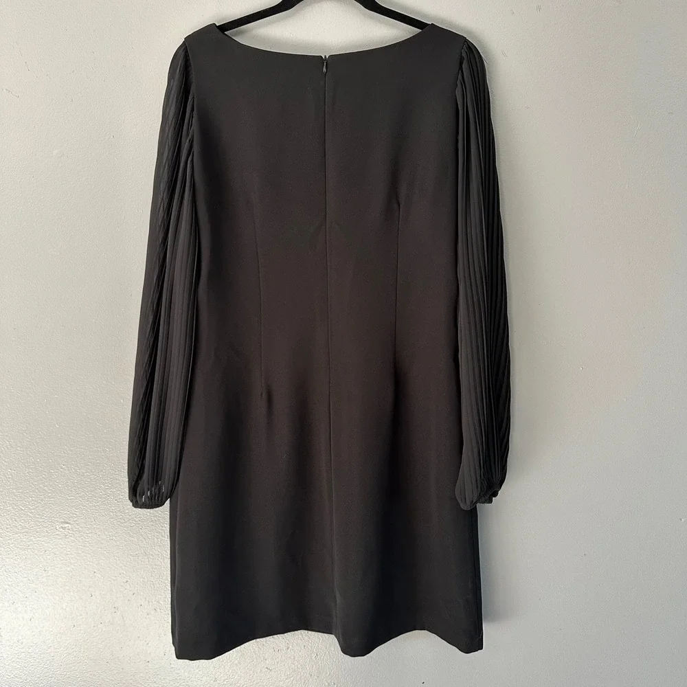 Joseph Ribkoff Sheer Bubble Sleeve Midi Shift‎ Dress | Black